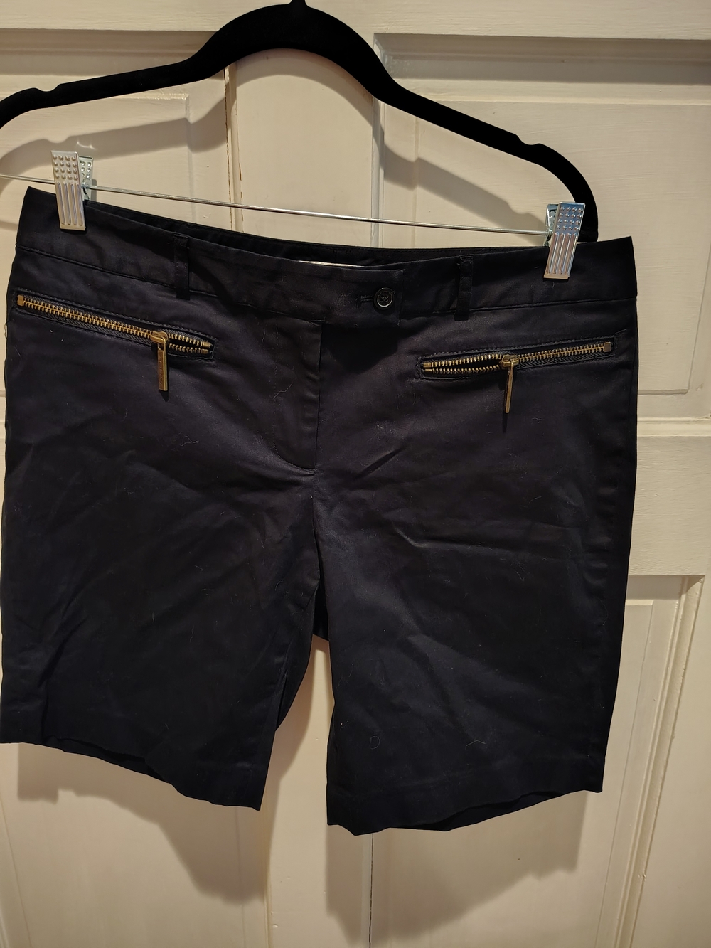 Michael Kors Black Shorts with Gold Pocket Zippers Sz. 8